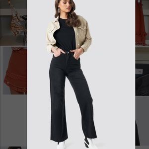 NA-KD Wide Leg High Waisted Black Jeans